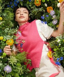 WHATEVERWEWANT（ワットエバーウィーワント）の「STRAP KNIT VEST [PINK]（ベスト）」