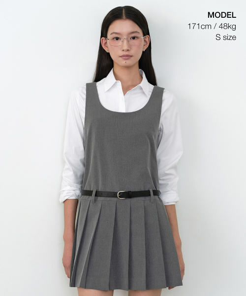MUSINSA STANDARD WOMAN（ムシンサスタンダードウーマン）の「ウィメンズプリーツミニドレス[メランジグレー]（ワンピース・レディース・その他・X-SMALL/SMALL/MEDIUM/LARGE）」の2枚目の写真