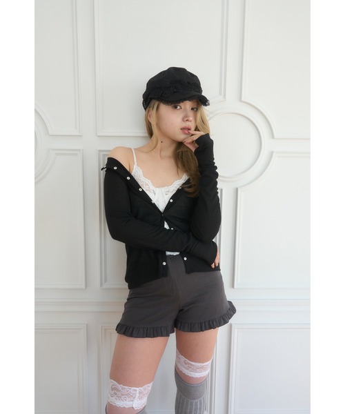 Logo embroidery Long sleeve sheer cardigan/ロゴ刺繍シアーカット