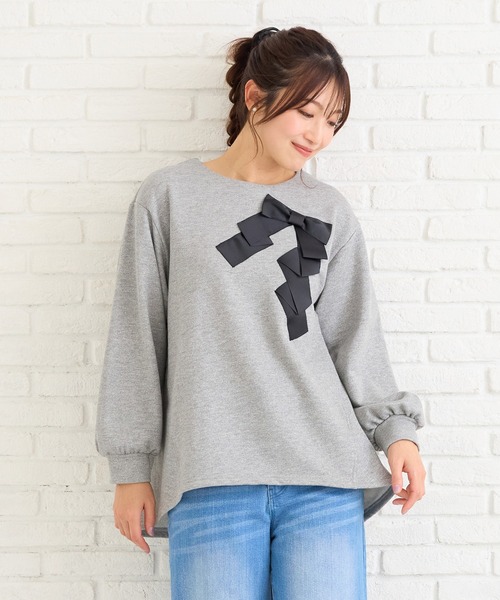 Rose Tiara（ローズティアラ）の「リボンプルオーバー（Tシャツ/カットソー・レディース・グレー/ブラック・46/42/38）」の4枚目の写真