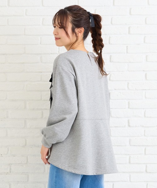 Rose Tiara（ローズティアラ）の「リボンプルオーバー（Tシャツ/カットソー・レディース・グレー/ブラック・46/42/38）」の9枚目の写真