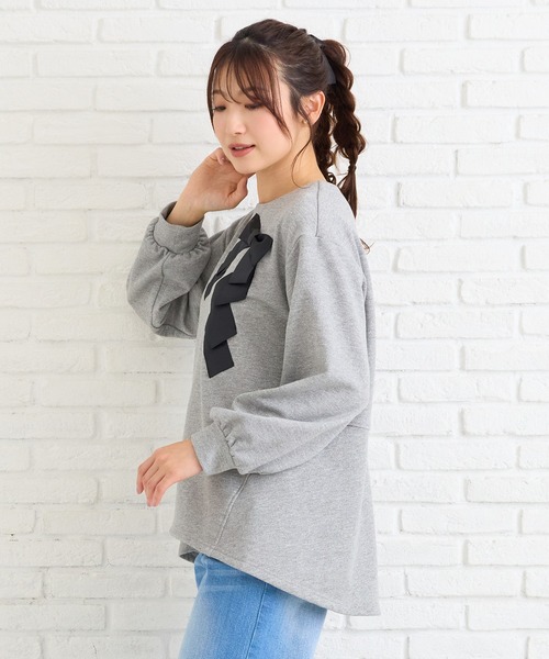 Rose Tiara（ローズティアラ）の「リボンプルオーバー（Tシャツ/カットソー・レディース・グレー/ブラック・46/42/38）」の10枚目の写真