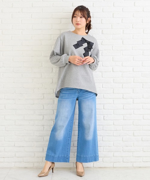 Rose Tiara（ローズティアラ）の「リボンプルオーバー（Tシャツ/カットソー・レディース・グレー/ブラック・46/42/38）」の11枚目の写真