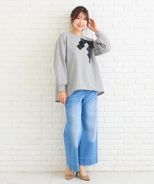 Rose Tiara（ローズティアラ）の「リボンプルオーバー（Tシャツ/カットソー・レディース・グレー/ブラック・46/42/38）」の12枚目の写真