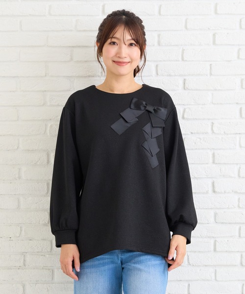 Rose Tiara（ローズティアラ）の「リボンプルオーバー（Tシャツ/カットソー・レディース・グレー/ブラック・46/42/38）」の13枚目の写真