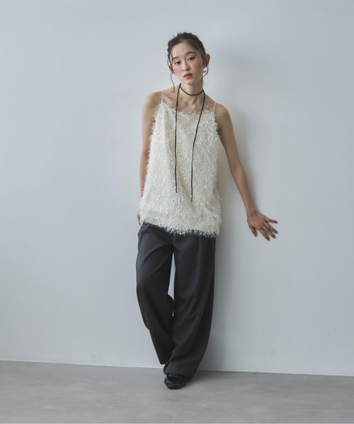 feepur（フェピュール）の「シャギーキャミソール（その他トップス・レディース・オフホワイト/ブラック・MEDIUM）」の18枚目の写真