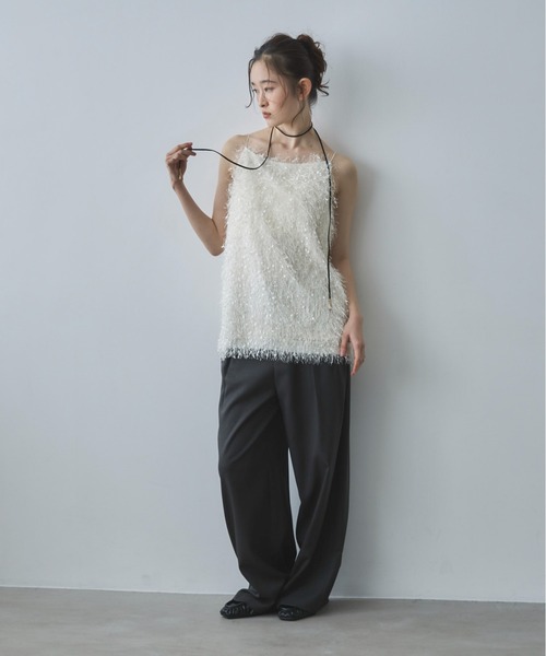 feepur（フェピュール）の「シャギーキャミソール（その他トップス・レディース・オフホワイト/ブラック・MEDIUM）」の22枚目の写真