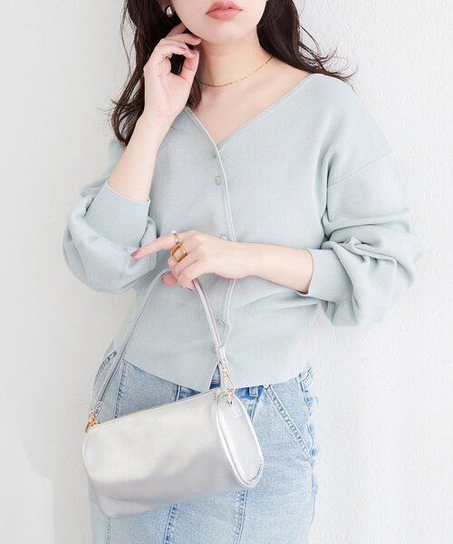 natural couture（ナチュラルクチュール）の「アシメデザイン釦カーデ（カーディガン/ボレロ・レディース・サックスブルー/オフホワイト/ピンク/ネイビー・FREE）」の15枚目の写真