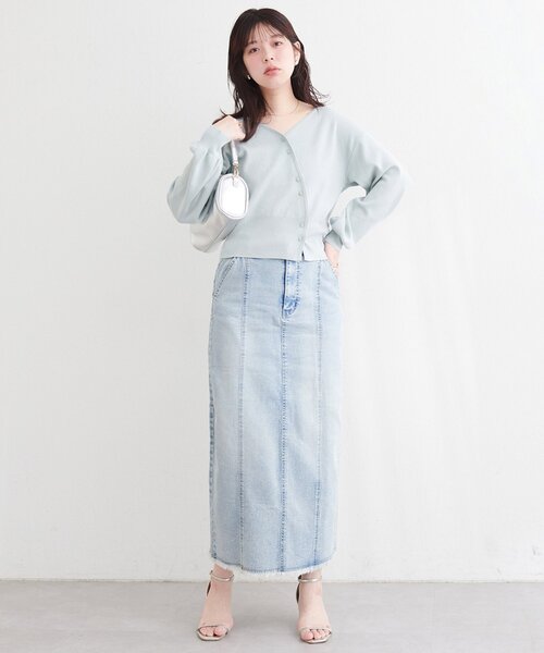 natural couture（ナチュラルクチュール）の「アシメデザイン釦カーデ（カーディガン/ボレロ・レディース・サックスブルー/オフホワイト/ピンク/ネイビー・FREE）」の18枚目の写真