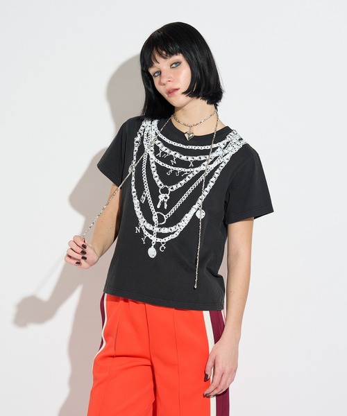 ANNA SUI NYC(アナ スイ エヌ ワイ シー)の「フェイクアクセサリープリントTシャツ(Tシャツ/カットソー・レディース・ブラック/ホワイト・FREE)」の14枚目の写真