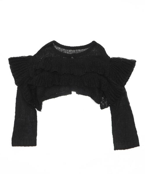 dispark（ディスパーク）の「DISPARK/【26年春夏新作】フリルメッシュショートカーデ（カーディガン/ボレロ・レディース・ブラック・FREE）」の8枚目の写真