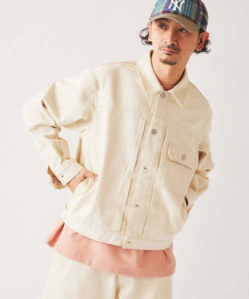 JOURNAL STANDARD relume（ジャーナルスタンダード　レリューム）の「クラフトデニム 12oz トラッカージャケット（デニムジャケット・メンズ・ブラックミックス/ブルー/アイボリー・MEDIUM/LARGE）」の10枚目の写真