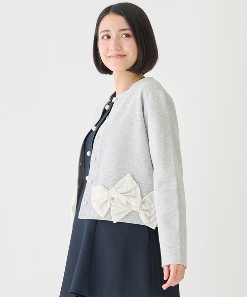 petit main LIEN（プティマインリアン）の「【親子リンク】リボンカーディガン（カーディガン/ボレロ・レディース・ネイビー/トップグレー/ライトベージュ・F）」の4枚目の写真