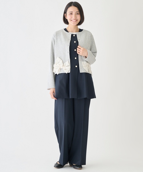 petit main LIEN（プティマインリアン）の「【親子リンク】リボンカーディガン（カーディガン/ボレロ・レディース・ネイビー/トップグレー/ライトベージュ・F）」の6枚目の写真