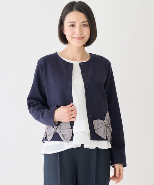 petit main LIEN（プティマインリアン）の「【親子リンク】リボンカーディガン（カーディガン/ボレロ・レディース・ネイビー/トップグレー/ライトベージュ・F）」の7枚目の写真