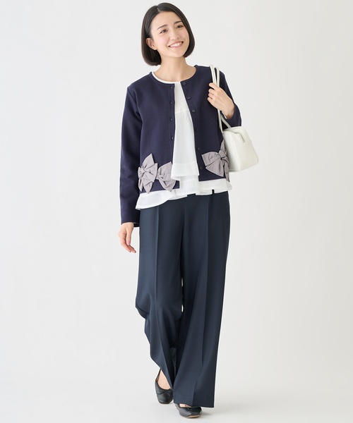 petit main LIEN（プティマインリアン）の「【親子リンク】リボンカーディガン（カーディガン/ボレロ・レディース・ネイビー/トップグレー/ライトベージュ・F）」の8枚目の写真