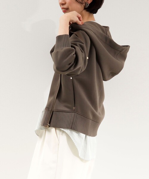 MICO COULIER（ミコクリエ）の「《セットアップ対応》軽量ボンディングパーカー（パーカー・レディース・カーキ/キナリ/ネイビー・38）」の13枚目の写真