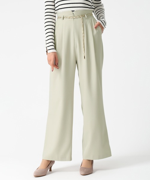 MISCH MASCH（ミッシュマッシュ）の「2026春夏新作 チェーンベルト付きタックワイドパンツ（スラックス・レディース・グレー/グリーン/ベージュ・M/S）」の3枚目の写真