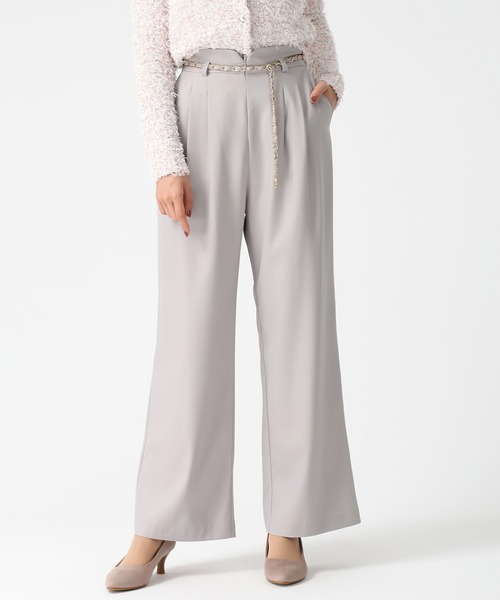 MISCH MASCH（ミッシュマッシュ）の「2026春夏新作 チェーンベルト付きタックワイドパンツ（スラックス・レディース・グレー/グリーン/ベージュ・M/S）」の21枚目の写真