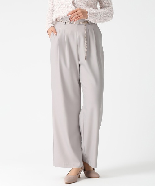 MISCH MASCH（ミッシュマッシュ）の「2026春夏新作 チェーンベルト付きタックワイドパンツ（スラックス・レディース・グレー/グリーン/ベージュ・M/S）」の20枚目の写真