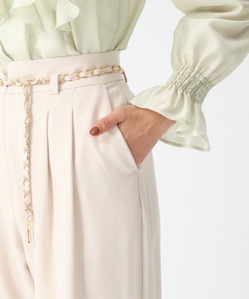MISCH MASCH（ミッシュマッシュ）の「2026春夏新作 チェーンベルト付きタックワイドパンツ（スラックス・レディース・グレー/グリーン/ベージュ・M/S）」の7枚目の写真