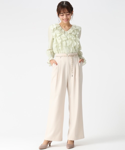 MISCH MASCH（ミッシュマッシュ）の「2026春夏新作 チェーンベルト付きタックワイドパンツ（スラックス・レディース・グレー/グリーン/ベージュ・M/S）」の10枚目の写真