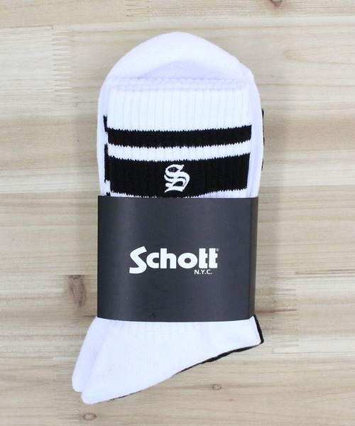 schott（ショット）の「HIGT-SOCKS/２足セット（ソックス/靴下・メンズ・ブラック×ホワイト・FREE）」の2枚目の写真
