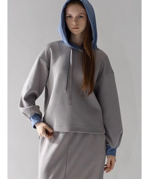 :ETHROF(イーサオブ)の「BI-COLOR BONDING HOODIE(GRAY,BLACK)(パーカー・レディース・ブラック/グレー・FREE)」の6枚目の写真