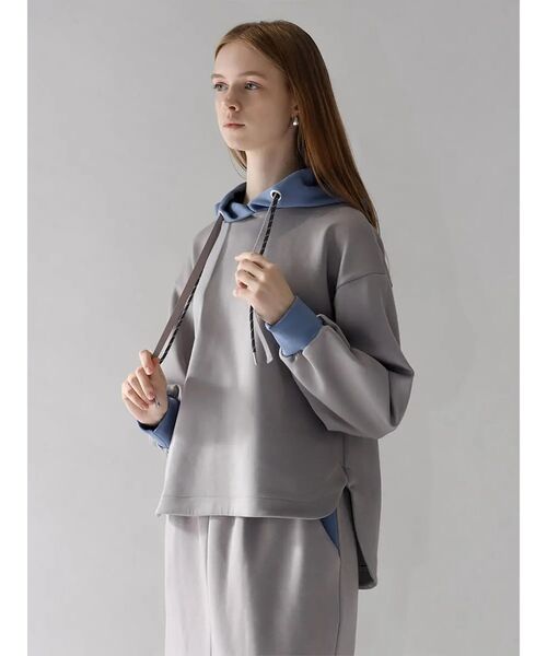 :ETHROF(イーサオブ)の「BI-COLOR BONDING HOODIE(GRAY,BLACK)(パーカー・レディース・ブラック/グレー・FREE)」の7枚目の写真