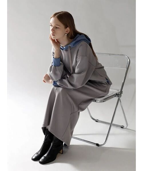 :ETHROF(イーサオブ)の「BI-COLOR BONDING HOODIE(GRAY,BLACK)(パーカー・レディース・ブラック/グレー・FREE)」の10枚目の写真