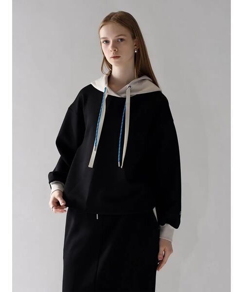:ETHROF(イーサオブ)の「BI-COLOR BONDING HOODIE(GRAY,BLACK)(パーカー・レディース・ブラック/グレー・FREE)」の13枚目の写真