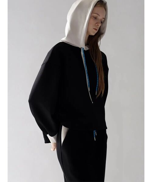 :ETHROF(イーサオブ)の「BI-COLOR BONDING HOODIE(GRAY,BLACK)(パーカー・レディース・ブラック/グレー・FREE)」の15枚目の写真