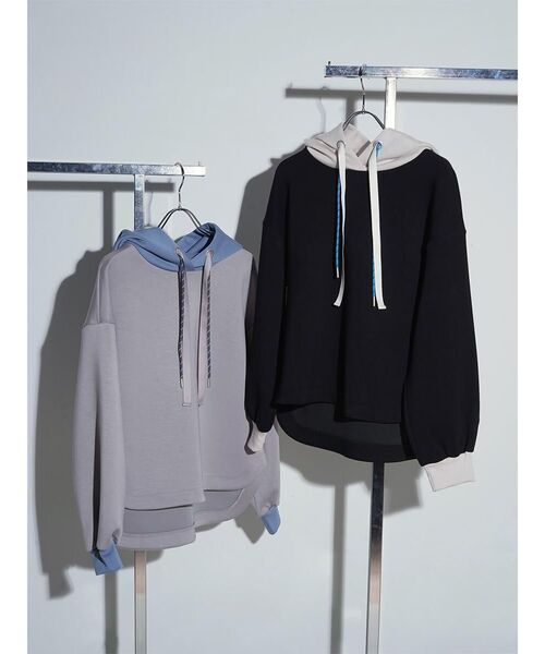 :ETHROF(イーサオブ)の「BI-COLOR BONDING HOODIE(GRAY,BLACK)(パーカー・レディース・ブラック/グレー・FREE)」の20枚目の写真