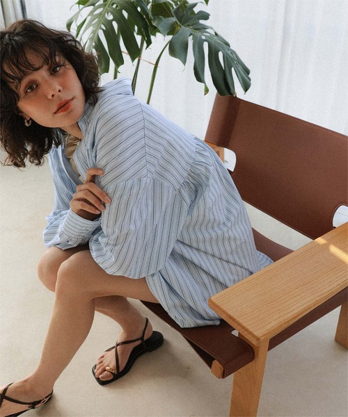 titivate(ティティベイト)の「UVケアオーバーサイズシャツ/ラッシュガード(ラッシュガード・レディース・ピンク系その他/オフホワイト/クリーム/ストライプ・L/M/S)」の12枚目の写真