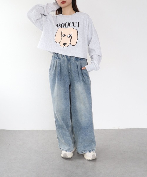 Cepica（セピカ）の「【BLACK SCORE】POOCCI CROPPED SWEATSHIRTS（スウェット・レディース・グレー・FREE）」の6枚目の写真