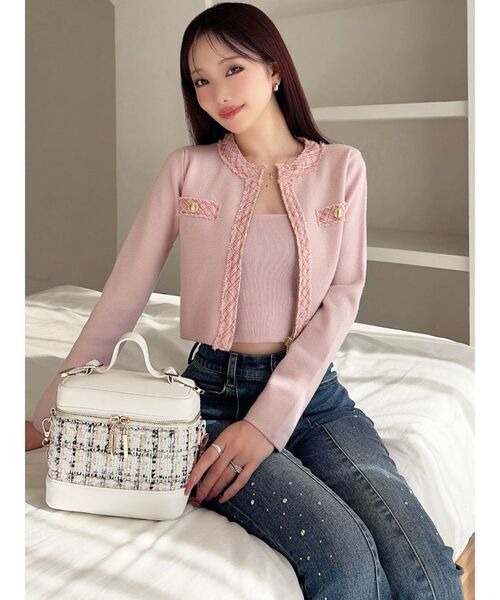 RESEXXY（リゼクシー）の「ツイードデザインアンサンブル（ニット/セーター・レディース・ブラック/ベージュ/ピンク・FREE）」の4枚目の写真