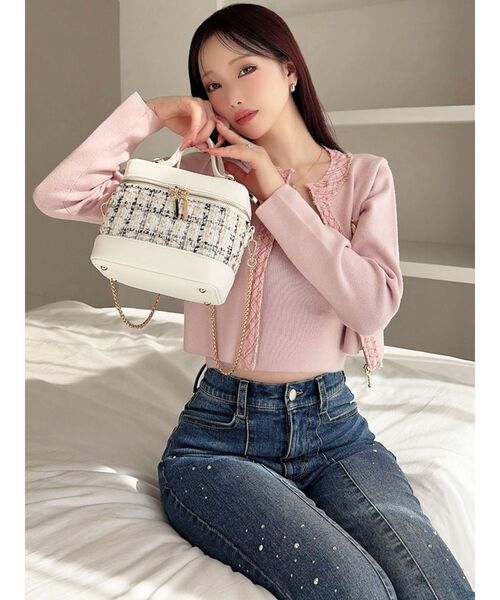 RESEXXY（リゼクシー）の「ツイードデザインアンサンブル（ニット/セーター・レディース・ブラック/ベージュ/ピンク・FREE）」の5枚目の写真