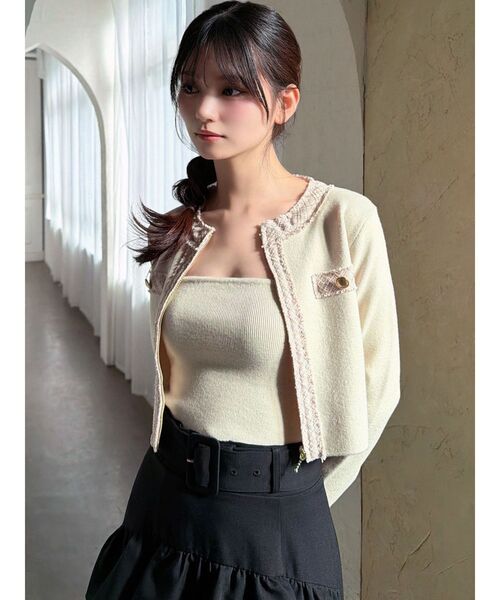 RESEXXY（リゼクシー）の「ツイードデザインアンサンブル（ニット/セーター・レディース・ブラック/ベージュ/ピンク・FREE）」の6枚目の写真