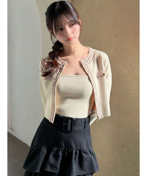 RESEXXY（リゼクシー）の「ツイードデザインアンサンブル（ニット/セーター・レディース・ブラック/ベージュ/ピンク・FREE）」の7枚目の写真