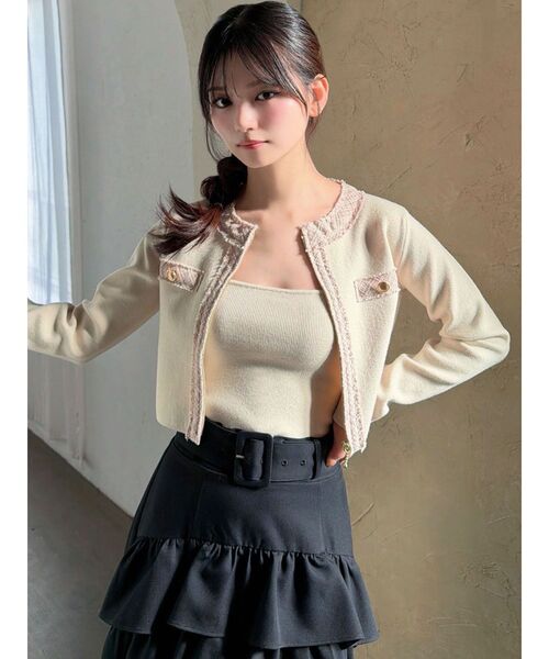 RESEXXY（リゼクシー）の「ツイードデザインアンサンブル（ニット/セーター・レディース・ブラック/ベージュ/ピンク・FREE）」の8枚目の写真