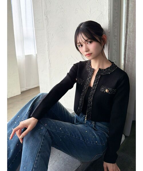 RESEXXY（リゼクシー）の「ツイードデザインアンサンブル（ニット/セーター・レディース・ブラック/ベージュ/ピンク・FREE）」の11枚目の写真