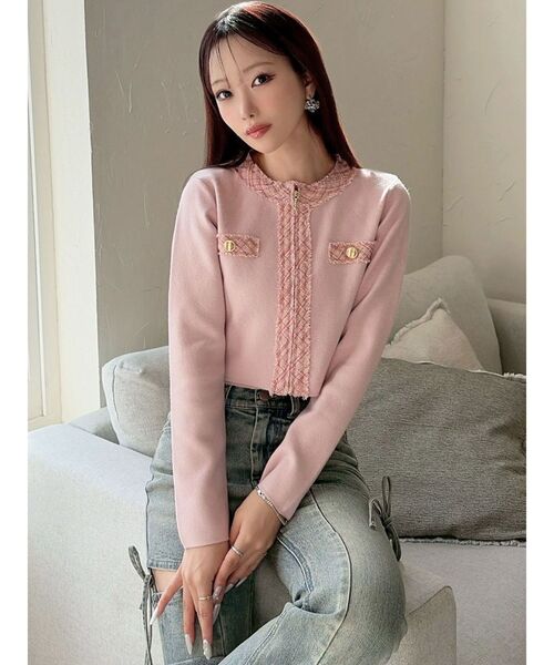 RESEXXY（リゼクシー）の「ツイードデザインアンサンブル（ニット/セーター・レディース・ブラック/ベージュ/ピンク・FREE）」の17枚目の写真