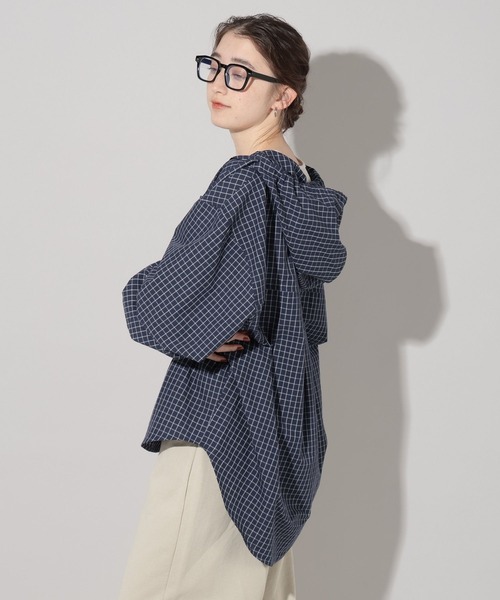 GEORGE'S（ジョージズ）の「チェックフードシャツ（シャツ/ブラウス・レディース・オフホワイト/グリーン/ネイビー・FREE）」の13枚目の写真