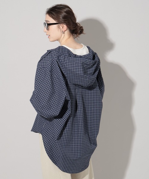 GEORGE'S（ジョージズ）の「チェックフードシャツ（シャツ/ブラウス・レディース・オフホワイト/グリーン/ネイビー・FREE）」の10枚目の写真