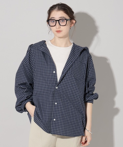 GEORGE'S（ジョージズ）の「チェックフードシャツ（シャツ/ブラウス・レディース・オフホワイト/グリーン/ネイビー・FREE）」の11枚目の写真