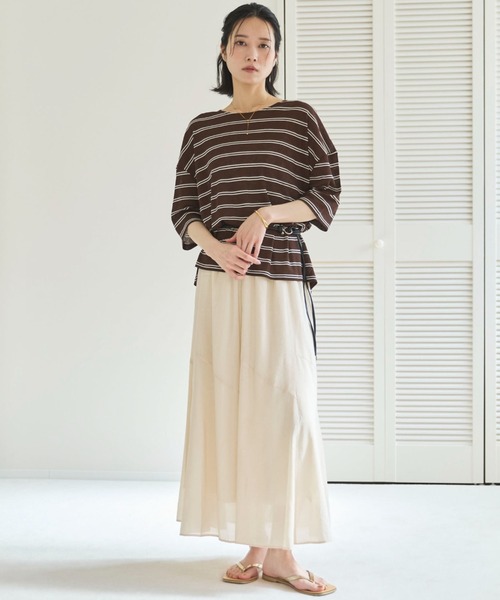 Doux archives（ドゥアルシーヴ）の「シアーボーダーTee（Tシャツ/カットソー・レディース・ベージュ/ブラウン/ブラック・FREE）」の18枚目の写真