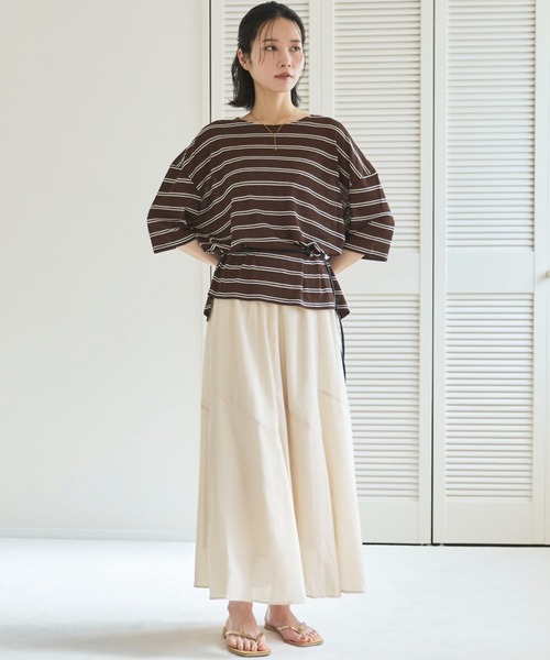 Doux archives（ドゥアルシーヴ）の「シアーボーダーTee（Tシャツ/カットソー・レディース・ベージュ/ブラウン/ブラック・FREE）」の20枚目の写真