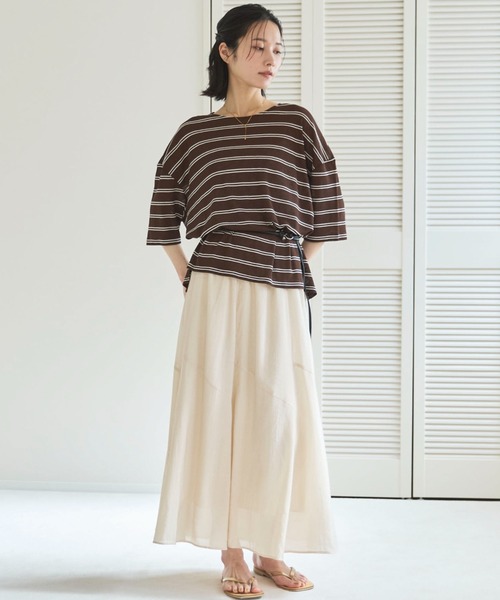 Doux archives（ドゥアルシーヴ）の「シアーボーダーTee（Tシャツ/カットソー・レディース・ベージュ/ブラウン/ブラック・FREE）」の21枚目の写真