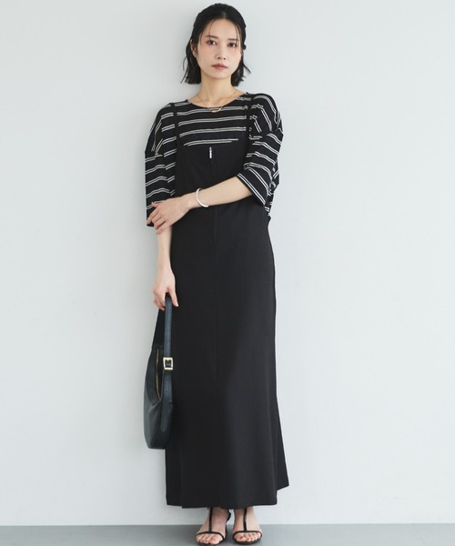 Doux archives（ドゥアルシーヴ）の「シアーボーダーTee（Tシャツ/カットソー・レディース・ベージュ/ブラウン/ブラック・FREE）」の4枚目の写真