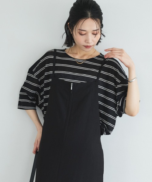 Doux archives（ドゥアルシーヴ）の「シアーボーダーTee（Tシャツ/カットソー・レディース・ベージュ/ブラウン/ブラック・FREE）」の13枚目の写真